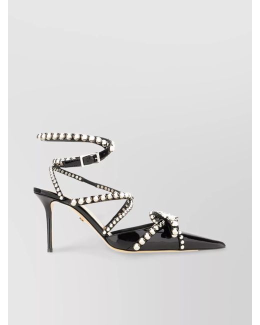 Mach & Mach Metallic Leather Crystal-Embellished Pumps