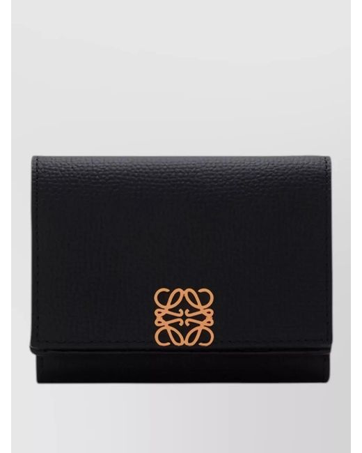 Loewe Black Trifold Wallet Featuring Iconic Anagram Motif