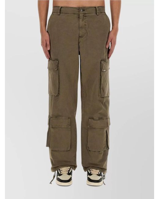 Represent Green Drawstring Hem Cargo Trousers for men