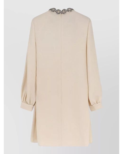 Valentino Natural Couture Mini Dress Choker Neckline Rhinestones