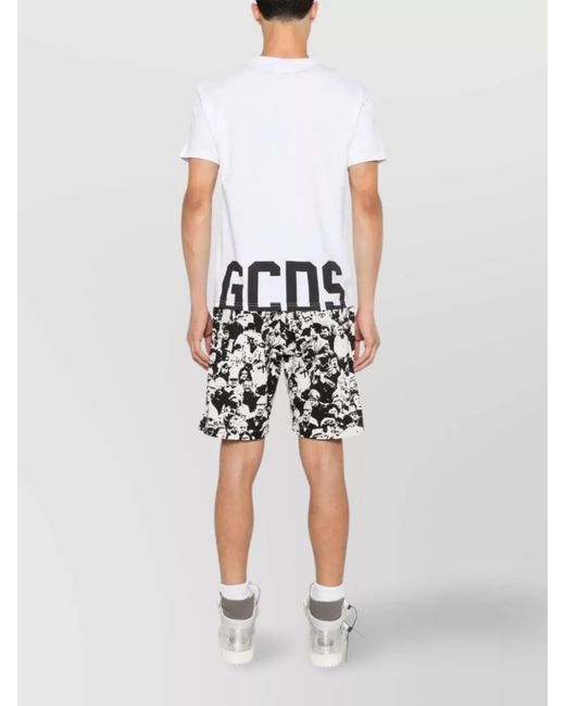 Gcds White Regular Fit Logo T-Shirt With Rubber Detail for men