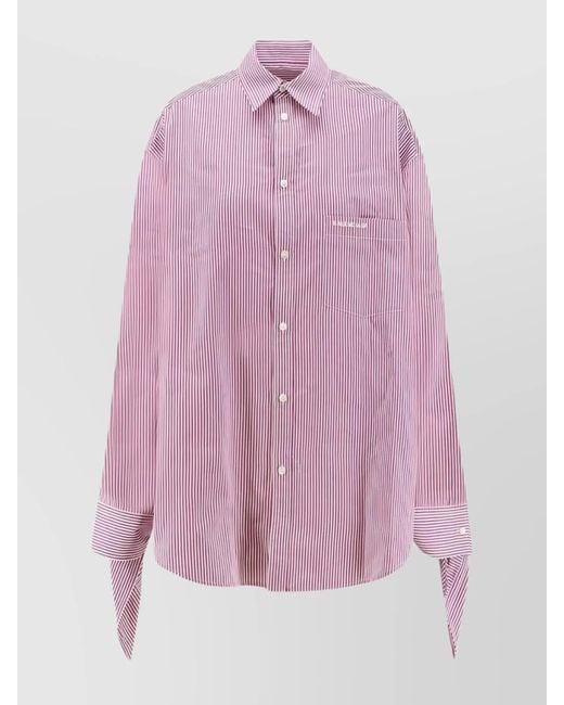 Balenciaga Pink Knotted Cuffs Cotton Shirt