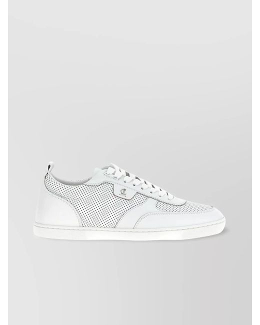 Christian Louboutin White Rui Perforated Round Toe Flat Sole Sneakers for men