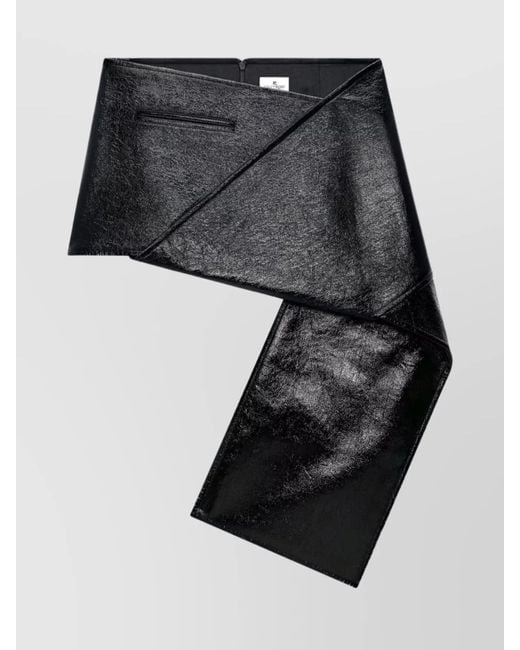 Courreges Black Asymmetric High Waist Mini Skirt