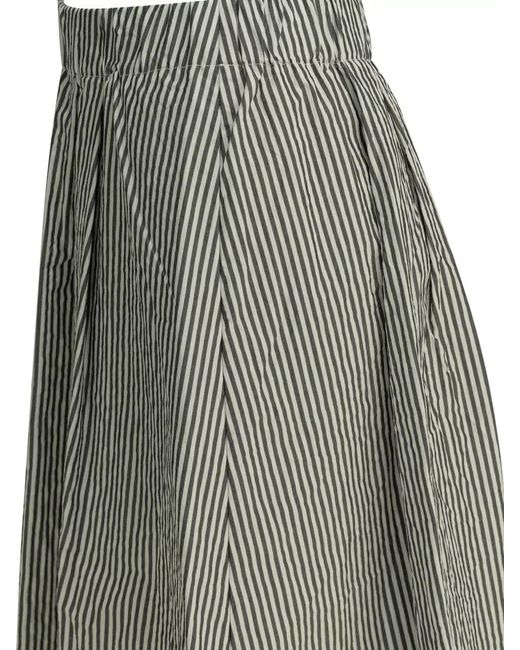 Apuntob Gray Pleated Skirt Vertical Striped Pattern
