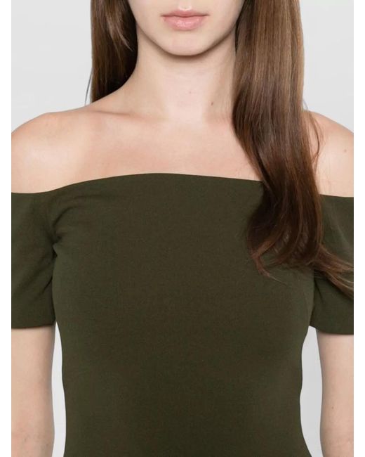 Solace London Green Off-Shoulder Short-Sleeve Maxi Dress