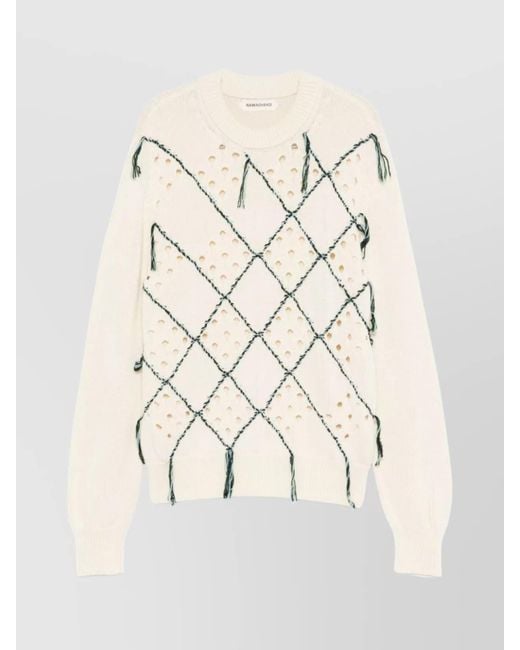 NAMACHEKO Natural Crewneck Sweater With Cut-Out Diamond Pattern for men