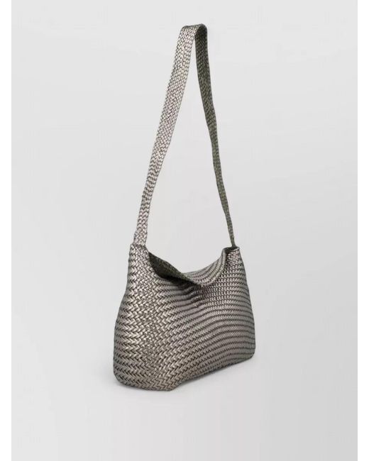 Dragon Diffusion White Rectangular Woven Crossbody Bag Long Strap