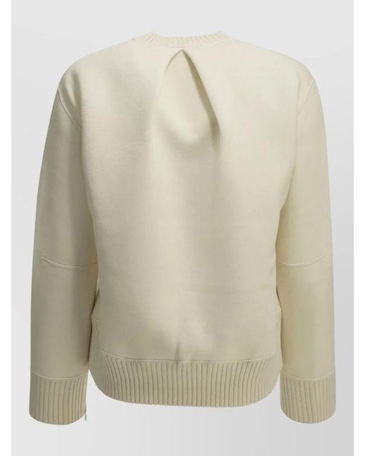 Sacai Natural Cotton Cashmere Crew Neck Knit Sweater