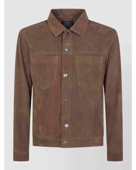 Giorgio Brato Brown Leather Shirt Jacket for men