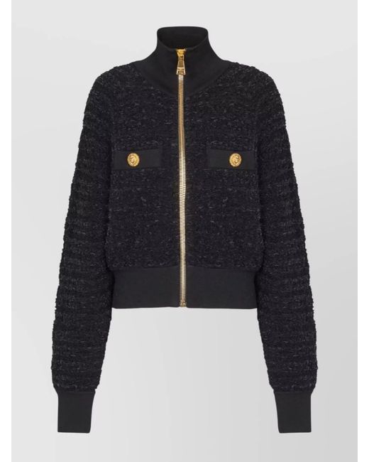 Balmain Blue Zipper Bomber Jacket