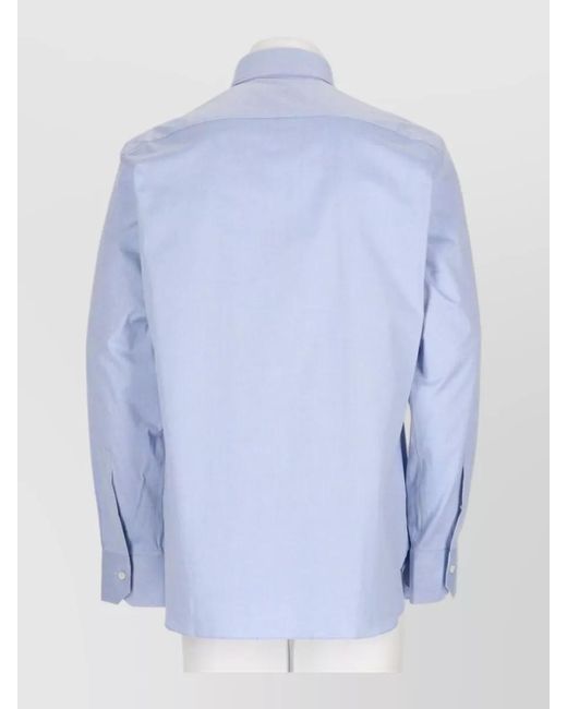 Zegna Blue Regular Fit Shirt Long Sleeves Straight Collar for men
