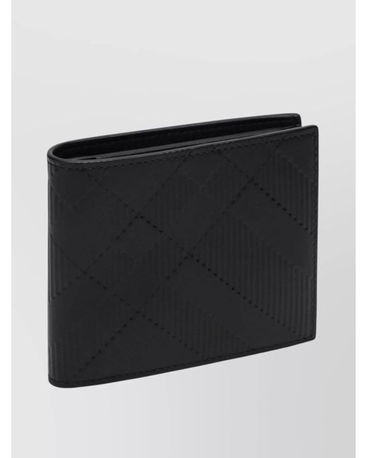 Burberry Black Bi Fold Wallet Check Leather for men