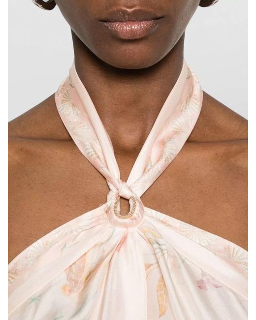 Forte_forte White Halter Neck Silk Maxi Dress Floral