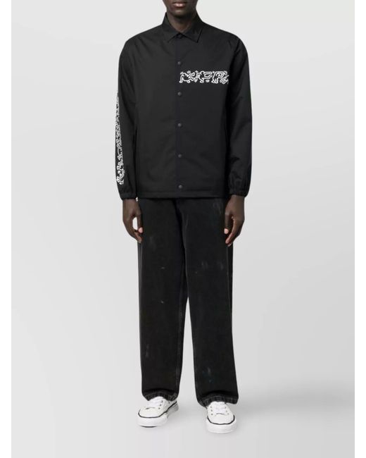 Junya Watanabe Black Nylon Graphic-Print Shirt Jacket for men
