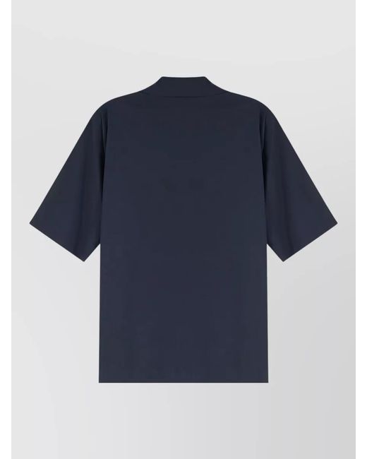 Aspesi Blue Cotton Blend Shirt Notch Collar Pockets for men
