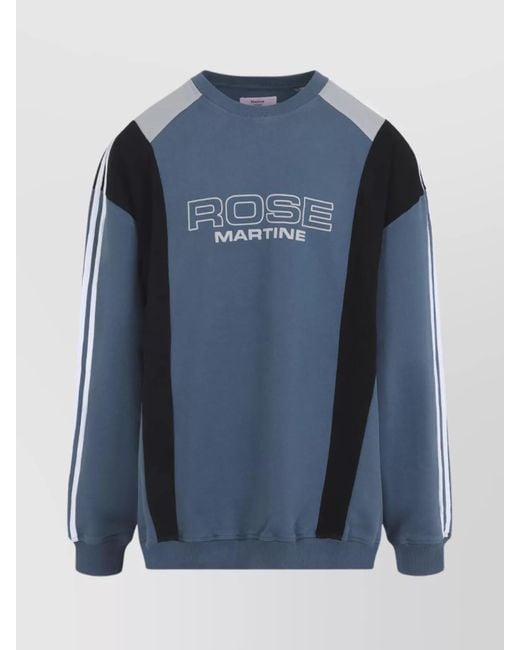 Martine Rose Blue Color Block Crew Neck Long Sleeve Sweatshirt for men