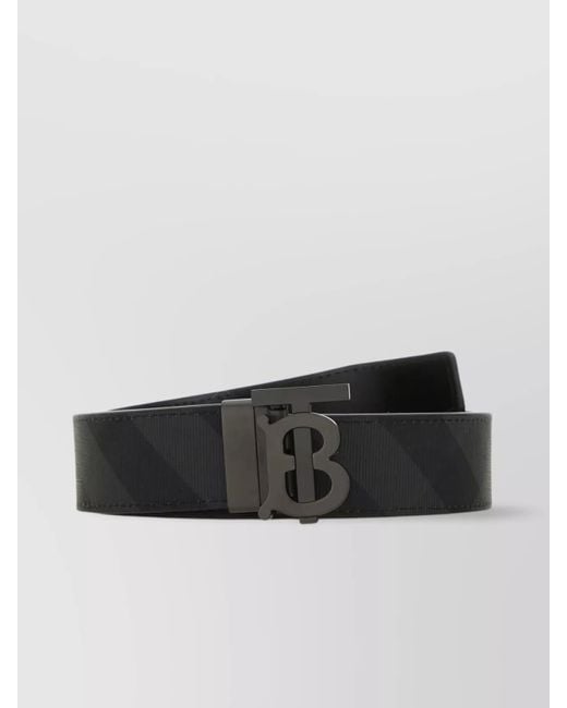 Burberry Black Leather Reversible Printed Belt for men