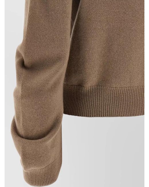 Nude Brown Crew Neck Sweater Raglan Sleeves Ribbed Trims