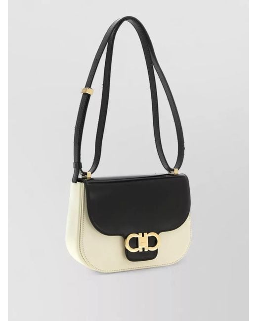Ferragamo Black Gancini Small Leather Shoulder Bag