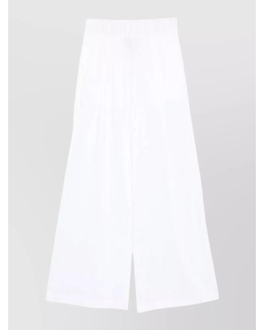 Semicouture White Jhonny Cotton Lounge Trousers Wide Leg