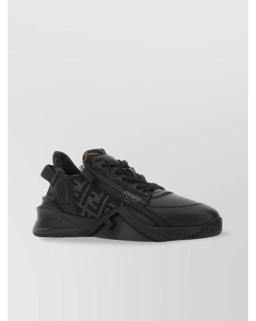 Fendi Black Leather Low-Top Sneakers for men