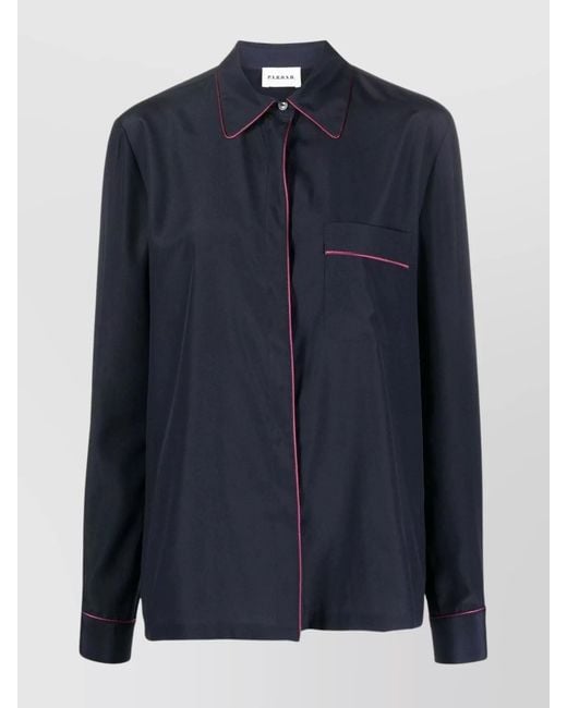 P.A.R.O.S.H. Blue Seam-Detail Button-Up Shirt