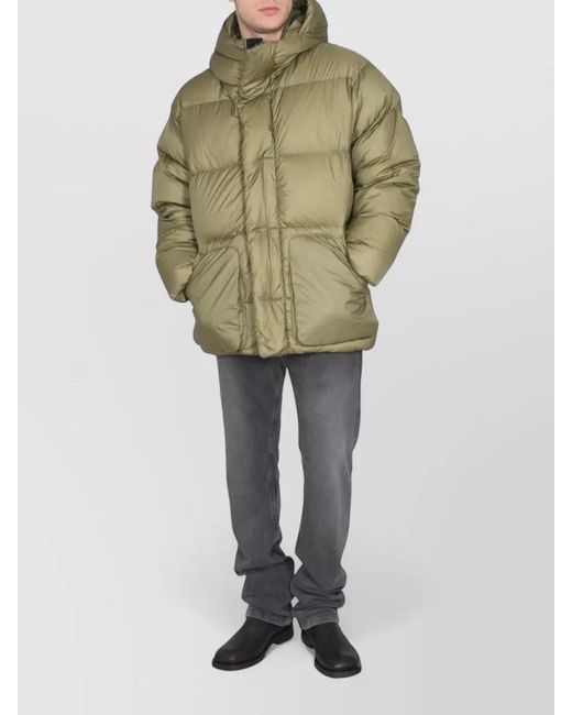 Ienki Ienki Green Hooded Down Jacket Michlin Quilted Design for men