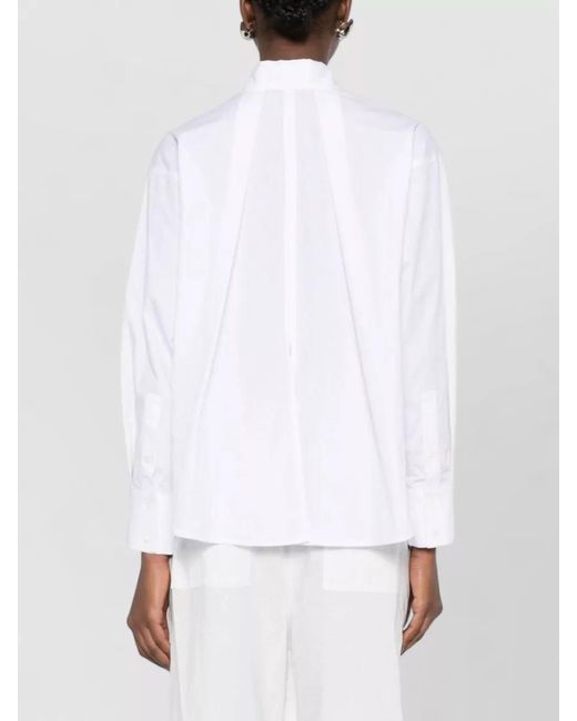 ERMANNO FIRENZE White Cotton Shirt Embroidered Collared Neck Long Sleeves