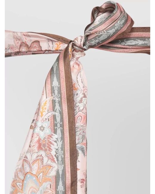 Zimmermann Pink Floral Linen Dress High Neck Belt