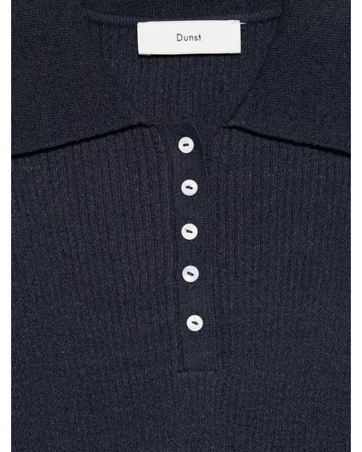 DUNST Blue Cotton Blend Polo Shirt Elbow Sleeves