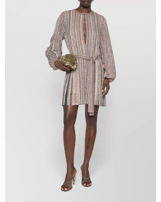 Missoni Multicolor Embroidered Zigzag Knit Mini Dress