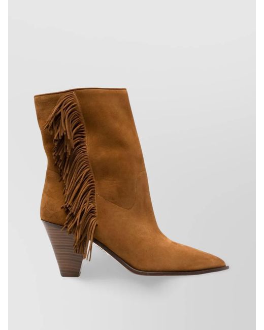 Aquazzura Brown Suede Leather Marfa Booties