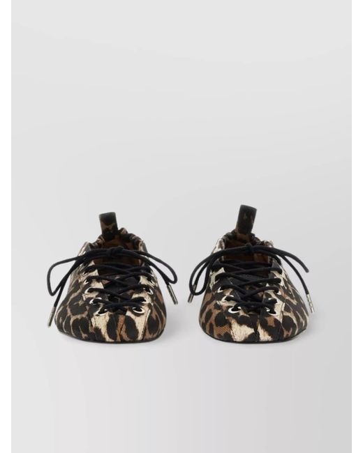 Ganni Black Denim Printed Ballerina Shoes