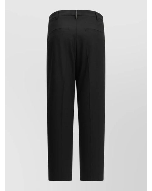 Brunello Cucinelli Black Tailored Pleated Pants Belt Loops Pockets