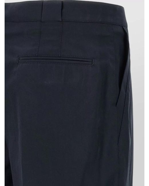 Brunello Cucinelli Blue Cotton Regular-Fit Pleated Straight-Leg Tailored Trousers for men