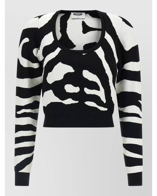 Moschino Black Zebra Intarsia Sweater