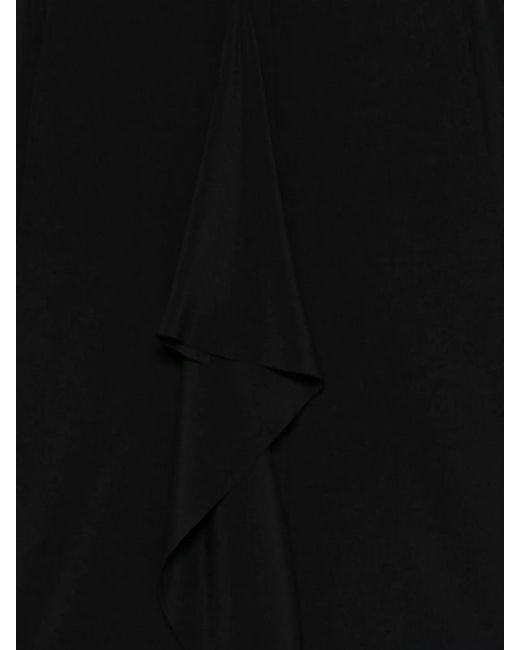 Alberto Biani Black Silk Ruffled Blouse