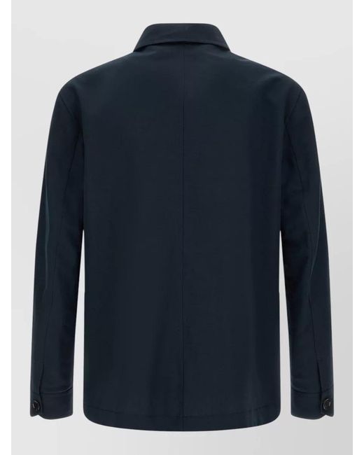 Brioni Blue Desert Collared Jacket Front Pockets for men