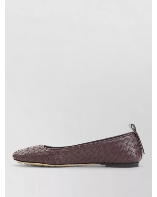 Bottega Veneta Brown Charlotte Intrecciato Leather Ballet Flats