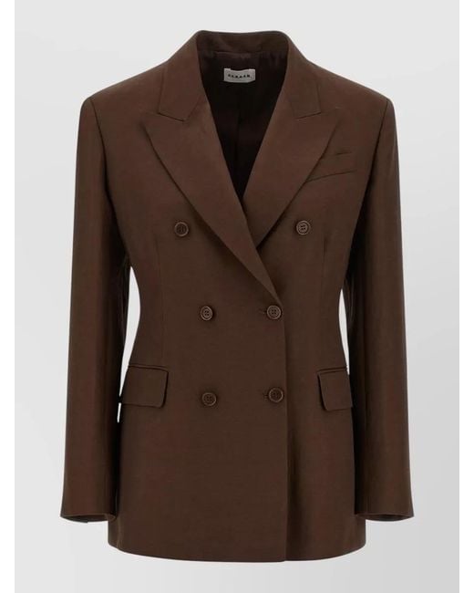 P.A.R.O.S.H. Brown Raisa Tailored Blazer Back Vent Design