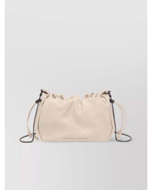 Brunello Cucinelli Natural Soft Leather Bucket Bag With Chain Strap
