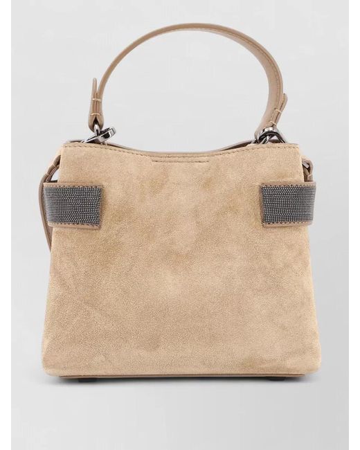 Brunello Cucinelli Natural Shoulder Bucket Bag Adjustable Strap Top Handle