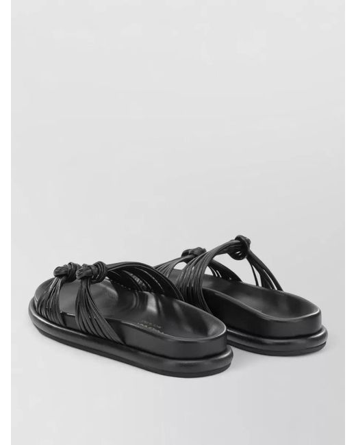 Santoni Black Flat Sandals Open Toe Knotted Straps