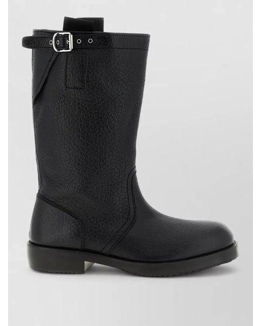 Dries Van Noten Black Leather Biker Boots for men