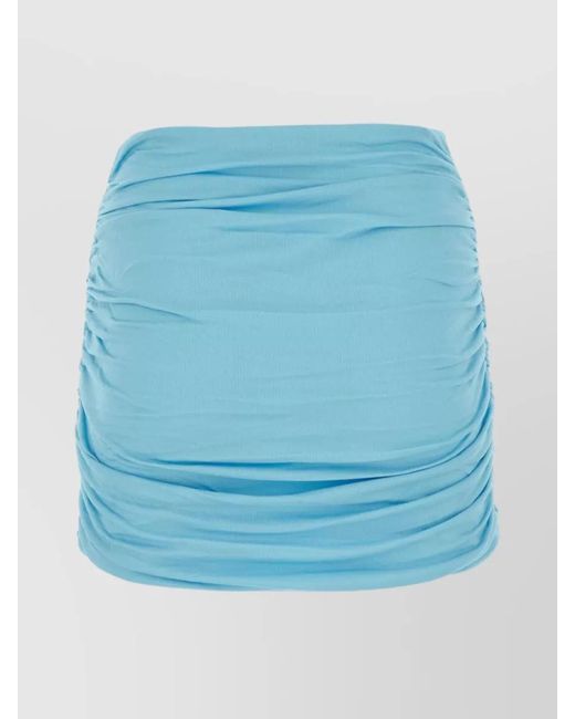 Tory Burch Blue Gathered High-Rise Viscose Jersey Mini Skirt