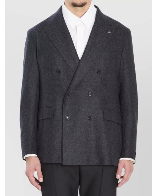 Tagliatore Blue Double-Breasted Jacket for men