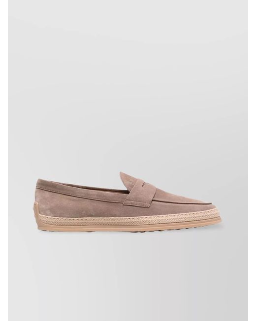Tod's Natural Suede Penny Loafers for men