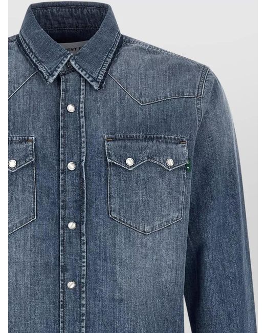 Department 5 Blue Gospel Denim Shirt Long Sleeves Western for men