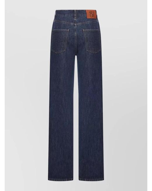 Fendi Blue Denim High-Rise Straight-Leg Jeans